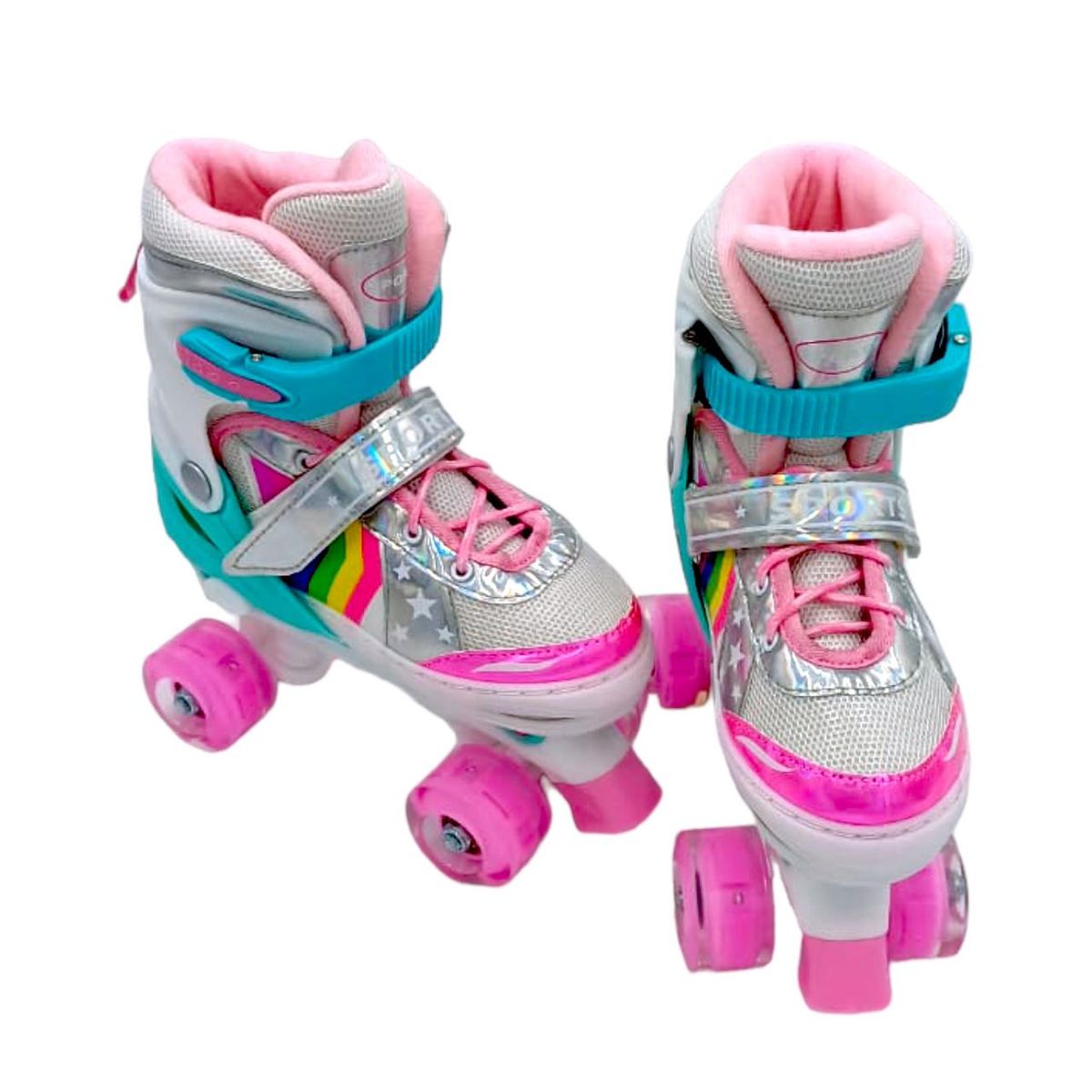 Rainbow Light-up Wheel Roller Skates for Kids - Extral Small 15cm