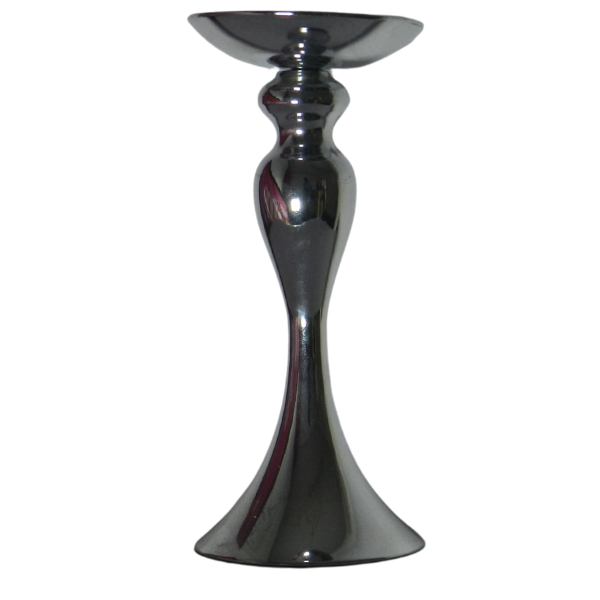 silver Aluminum Oblong Polished Candle Holder