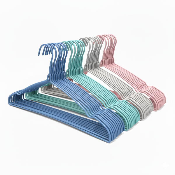 1 Pack (10Pcs) Non-Slip Hangers in 4 Colors - Space-Saving