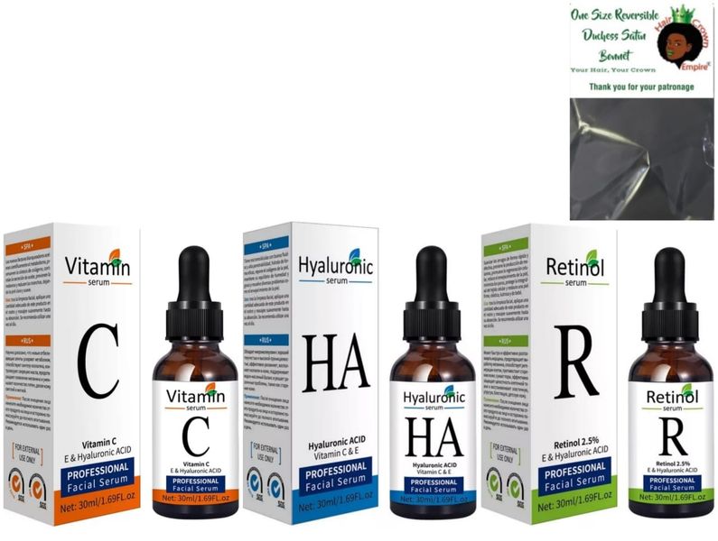 Anti-Ageing Face Serums-Vitamin C, Hyaluronic Acid, Retinol C with a Bonnet