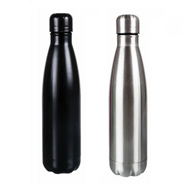 Stainless Steel Water Bottle - 500ml (Set of 2) Black &amp; Silver
