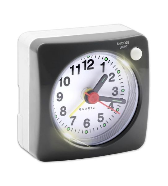 Small Travel Clock, Silent Analog No Ticking With Snooze Function And Light