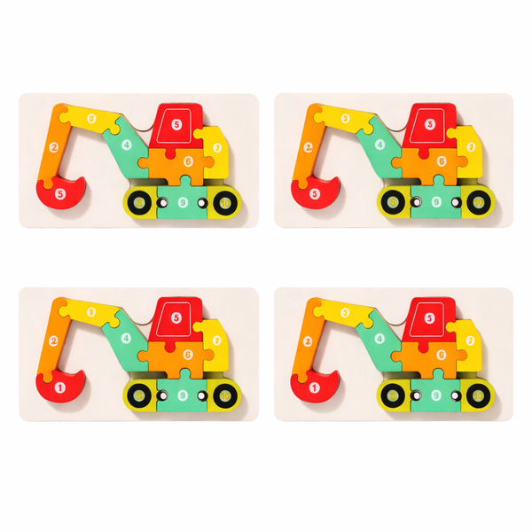 4 Pack - Educational Excavator Blocks - Multicolour