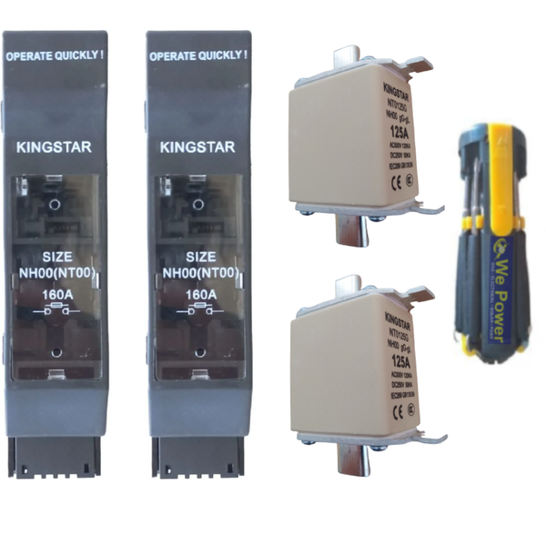 Solar Battery Fuse Switch Two Set with Two Fuses &amp; Free Screwdriver
