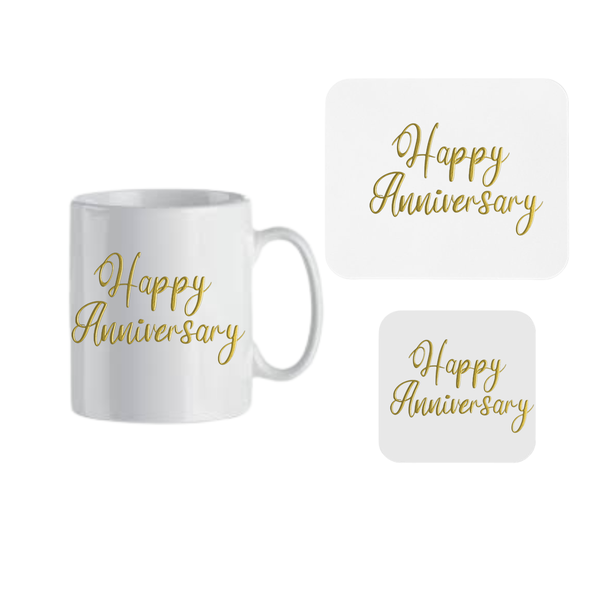 Anniversary - Gold Mug, Coaster and Mousepad