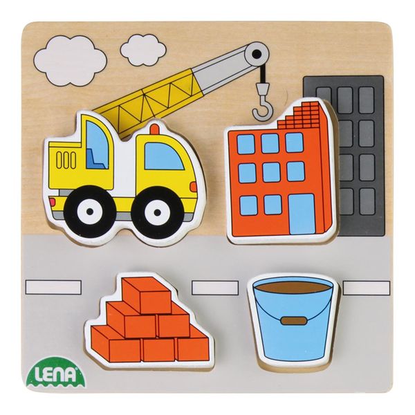 Lena Wooden Puzzle for Children 18 Months Up: Construction Site Crane