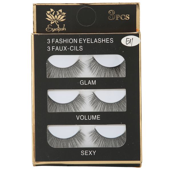 3 Pairs Three Dimensional Dense False Lashes Thick Curly Eyelashes Eye E11