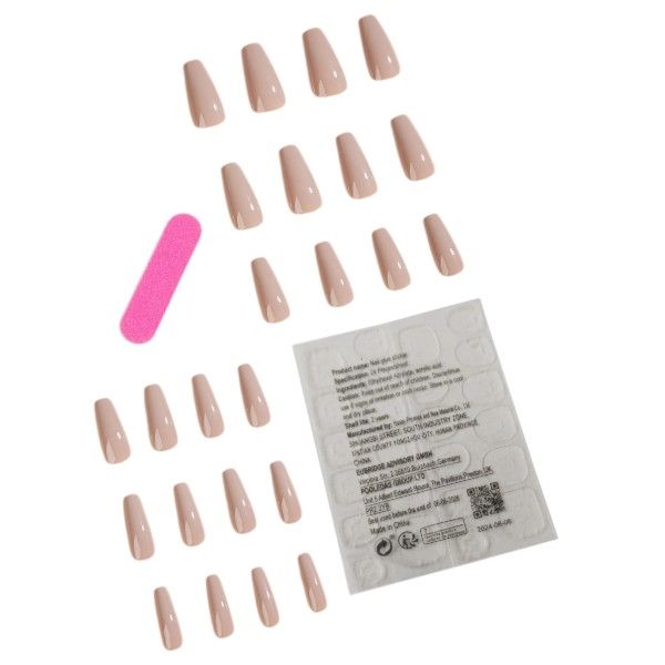 24 Piece - Press-On Coffin-Shaped Nails - Khaki
