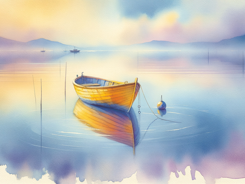 Canvas Wall Art Decor - Solitary Yellow Boat Artwork