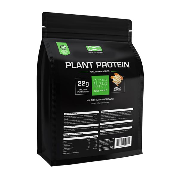 Muscle Works Plant Protein 1.2kg Vanilla Caramel