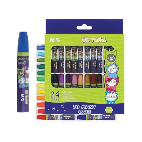 M&amp;G So Many Cats Hexagon-Shaped Oil Pastel Set - 24 Colours