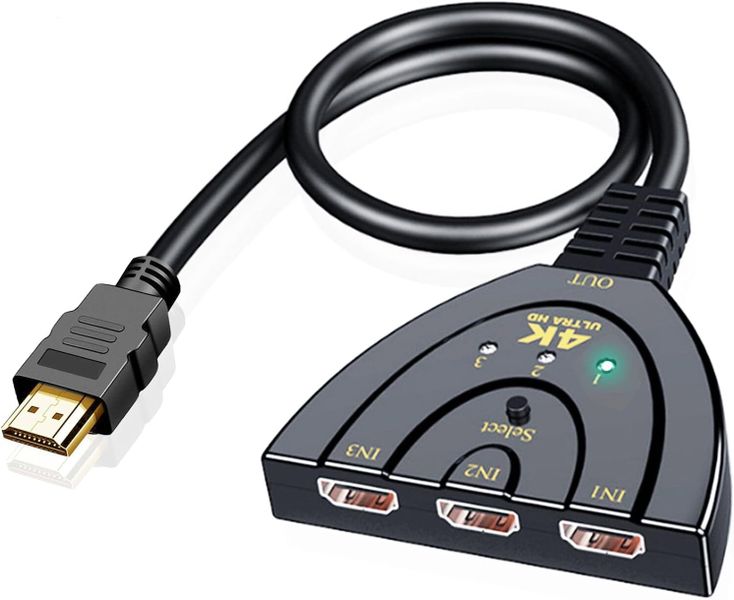 HDMI Switch 3 in 1 Out, 4K@60Hz HDMI 2.0 Splitter