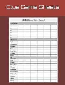 Clue Game Sheets: Clue Score Sheet Record - Clue Scoresheet - Clue Game ...