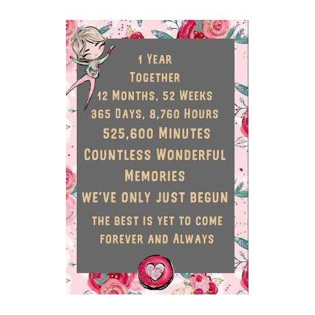 1 Year Together 12 Months 52 Weeks 365 Days 8 760 Hours Countless Wonderful Memories We Ve Only Just Begun The Best Is Yet To Come Forever And Alway Buy Online In South Africa Takealot Com