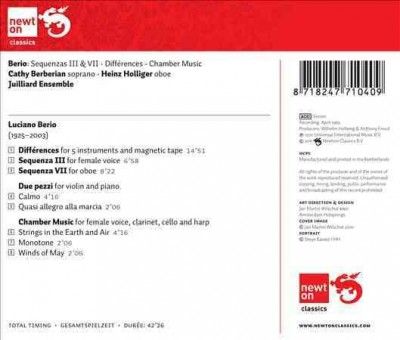 Juilliard Ensemble - Berio: Sequenzas Iii &amp; Vii (CD)