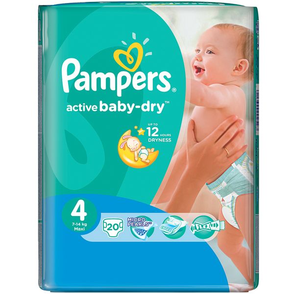 Pampers - Active Baby 20 Nappies - Size 4 Regular Pack