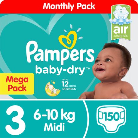 Pampers Baby Dry - Size Mega Pack - 150 Nappies | Online in South | takealot.com