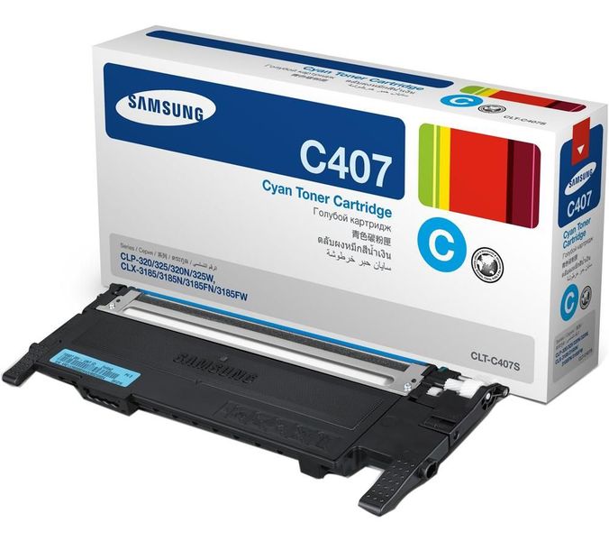 Samsung CLT-C407S Cyan Laser Toner Cartridge