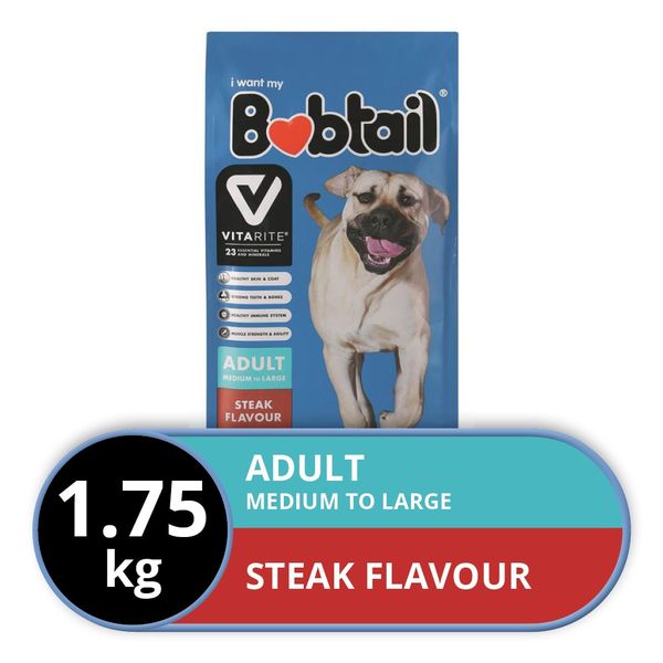 Bobtail - Dry Dog Food - Medium To Large - Steak Flavor - 1.75kg
