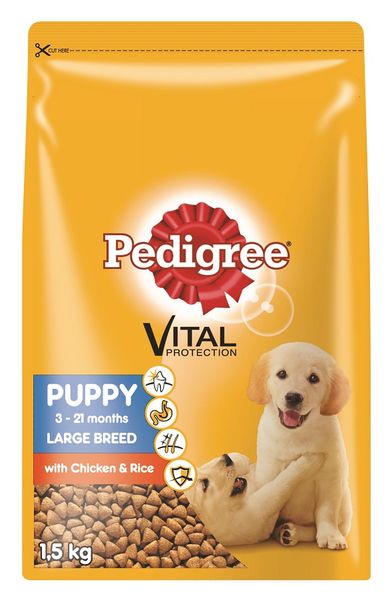 Pedigree - Dry Dog Food Chicken &amp; Rice - 1.5Kg - Large Breed Puppy