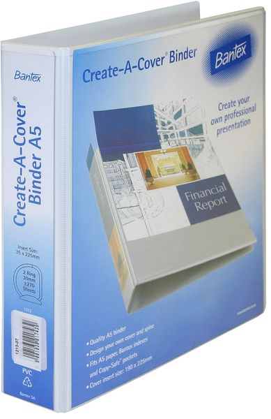 Bantex Create-A-Cover 2 D-Ring A5 30mm Ring Binder
