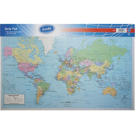 Bantex Desk Pad World Map Political Buy Online In South