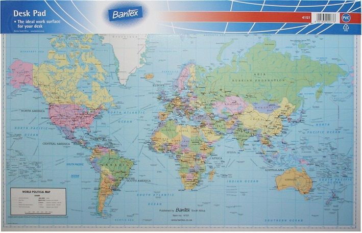 Bantex Desk Pad World Map Political