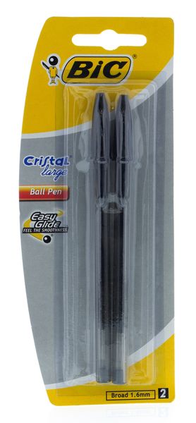 BIC Cristal Large Ballpoint Pens - Black (Blister of 2)