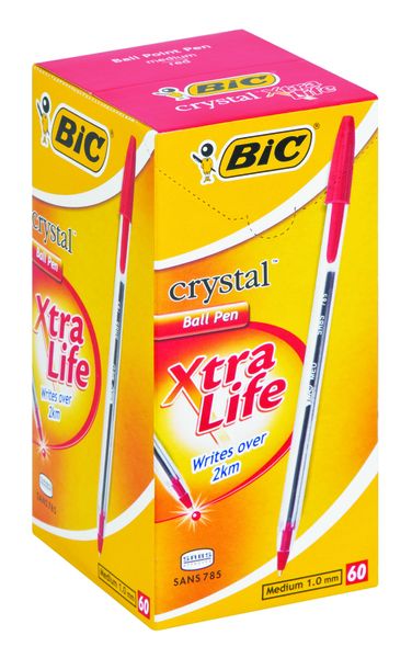 BIC Crystal Medium Xtra Life Ballpoint Pens - Red (Box of 60)