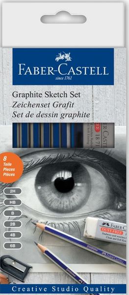 Faber-Castell Goldfaber HB Sketch Set (6 graphite pcl/1 eraser/1 sharpener)