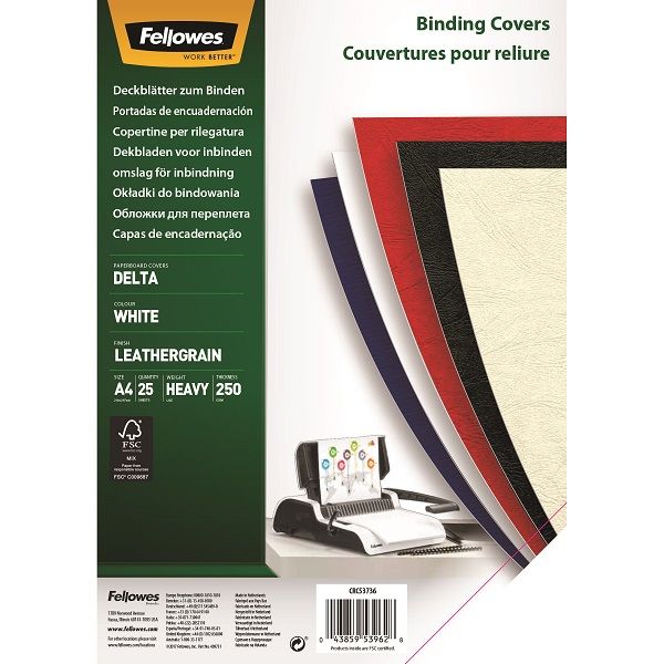Fellowes Leatherboard White 250gsm (Size: A4) - Pack of 25
