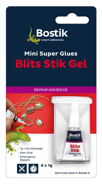 Bostik Blits Stik Mini Super Glue - 4 x 1g