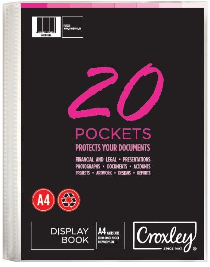 Croxley A4 Hard Cover Display File - 20 Pocket