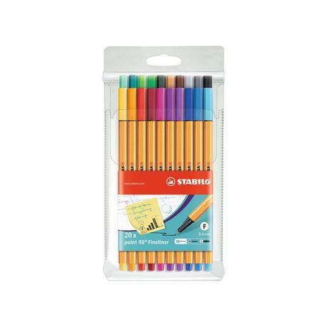STABILO Point 88 Mini Fineliner - Assorted Colours, Wallet of 12