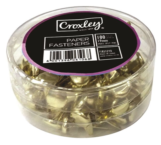 Croxley Paper Fasteners 19mm (Tub of 100)