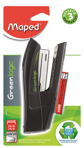 Maped Greenlogic Half Strip Stapler 25pg +Free Staples