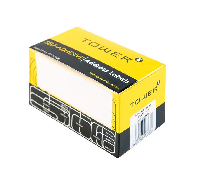 Tower Self-adhesive Address Label Stickers, 83x33mm, 250 labels on a roll