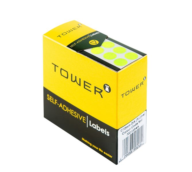 Tower C10 Colour Code Labels - Fluorescent Lime