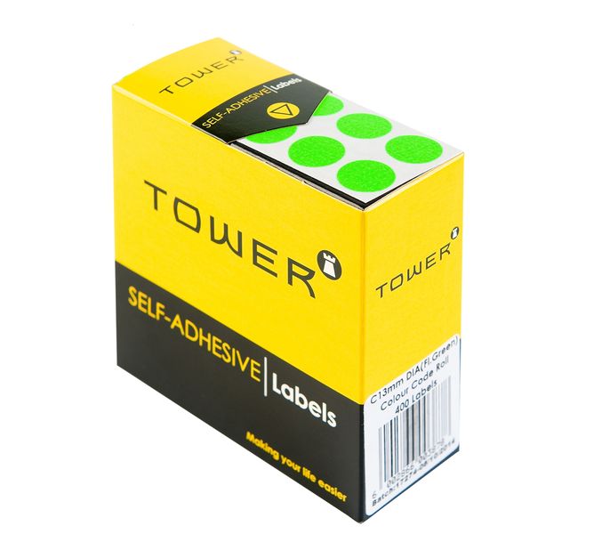 Tower C13 Colour Code Labels - Fluorescent Green