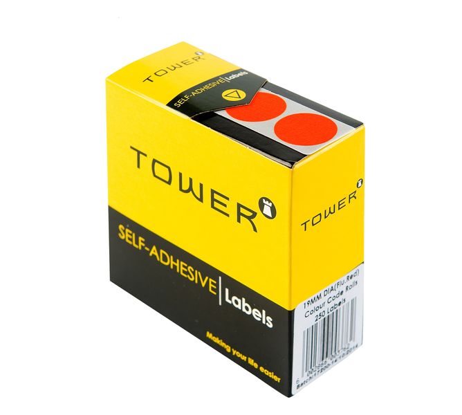 Tower C19 Colour Code Labels - Fluorescent Red