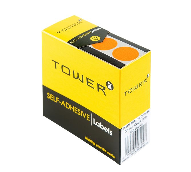 Tower C19 Colour Code Labels - Fluorescent Orange