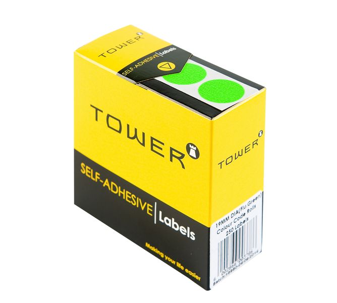 Tower C19 Colour Code Labels - Fluorescent Green
