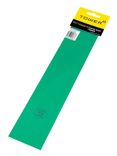 Tower Lever Arch Labels - Green (Pack of 12)