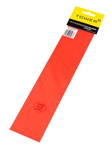 Tower Lever Arch Labels - Fluorescent Red