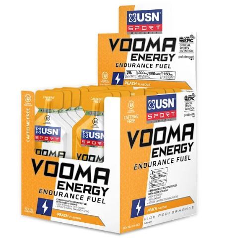 USN Purefit Sport Vooma Ultra Energy Gel Sachets Peach 30 x 36g