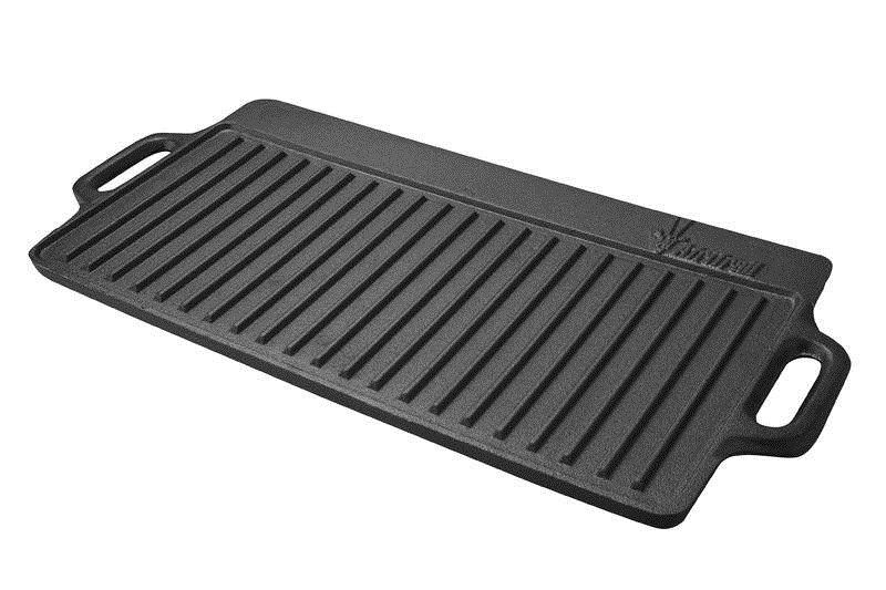 AfriTrail Cast Iron Dual BBQ Griddle Pan 51cm x 23.2cm x 1.5cm