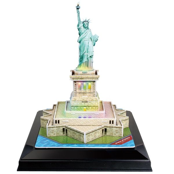 Cubic Fun Statue of Liberty USA - 37 Piece 3D Puzzle with Base &amp; LED Unit