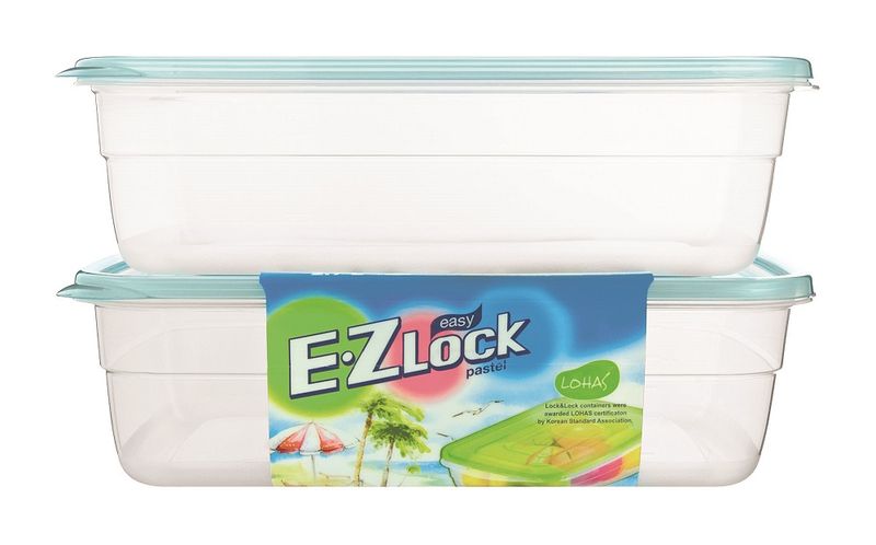 Lock &amp; Lock - EZ Lock - 2 Piece Rectangular Container Set - Blue - 2.7 Litre