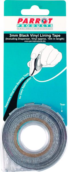 Parrot Products Vinyl Lining Tape - 10m × 3mm (Black)