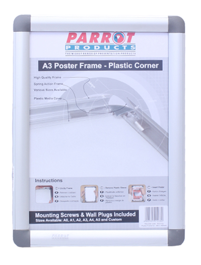 Parrot Poster Frame - Aluminium with Plastic Corners - A3